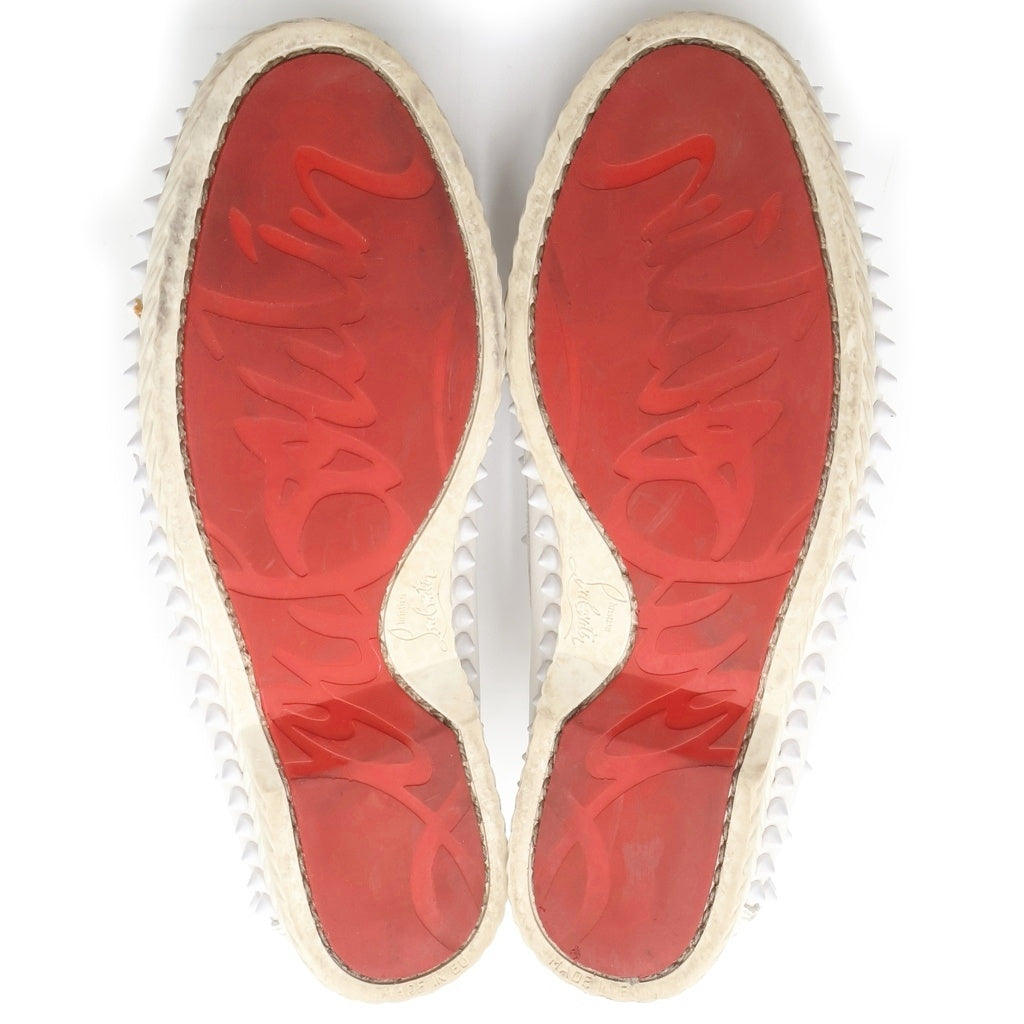 CHRISTIAN LOUBOUTIN(クリスチャンルブタン) スタッズ デッキシューズ モカシン レザー ホワイト レディース