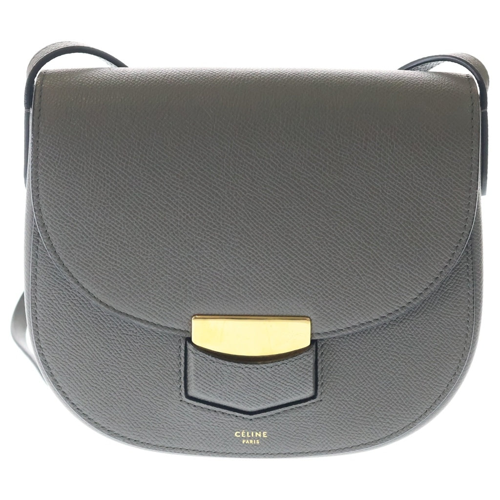 CELINE(セリーヌ) トロッター ショルダーバッグ グレー レザー ゴールド金具 レディース