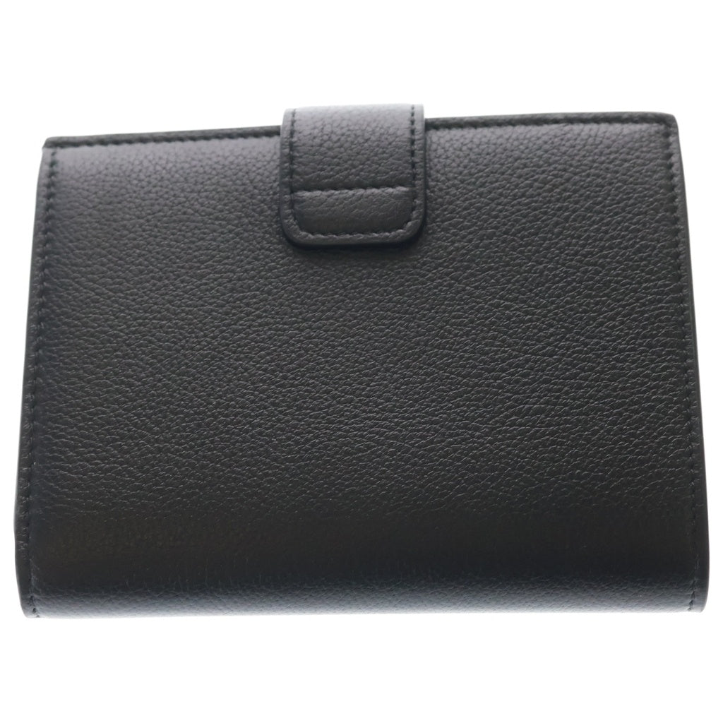 CELINE(セリーヌ) トリオンフ ストラップウォレット ニノ 二つ折り財布 コインケース ブラック レザー ゴールド金具 レディース