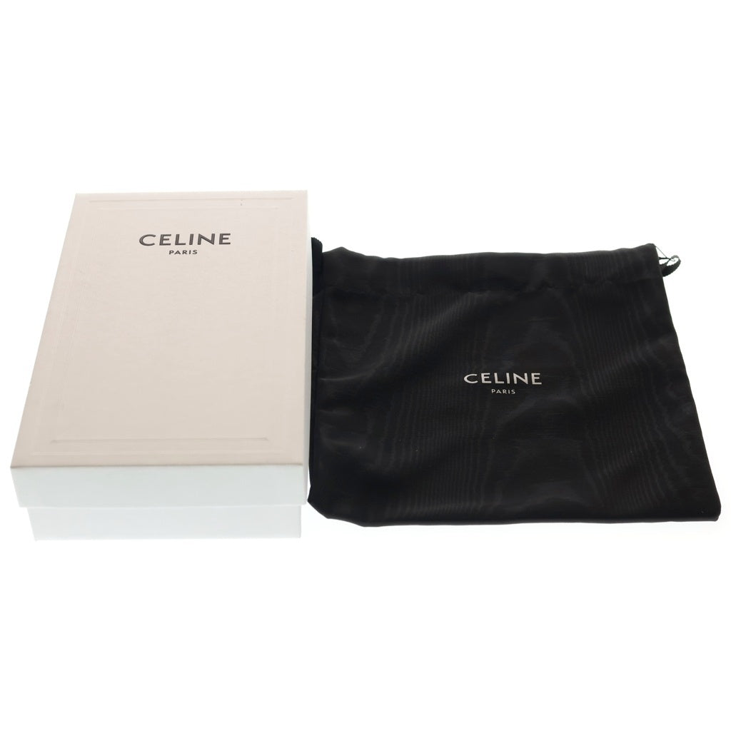 CELINE(セリーヌ) トリオンフ ストラップウォレット ニノ 二つ折り財布 コインケース ブラック レザー ゴールド金具 レディース