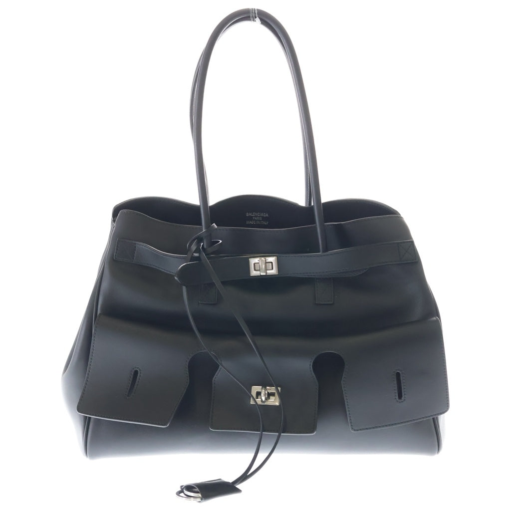 BALENCIAGA(バレンシアガ) ベルエアー キャリーオール ミディアム ハンドバッグ ブラック カーフスキン 805481 シルバー金具 レディース
