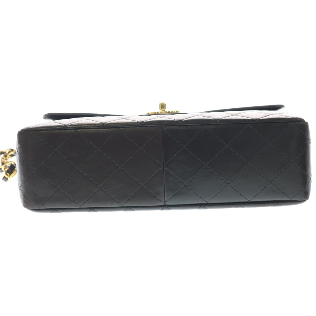 CHANEL(シャネル) デカマトラッセ30 SフラップWチェーンショルダーバッグ ブラック ラムスキン ゴールド金具 レディース