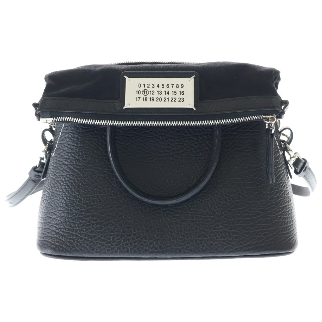 Maison Margiela(メゾンマルジェラ) 5AC 2WAYハンドバッグ ショルダーバッグ ブラック レザー シルバー金具 レディース