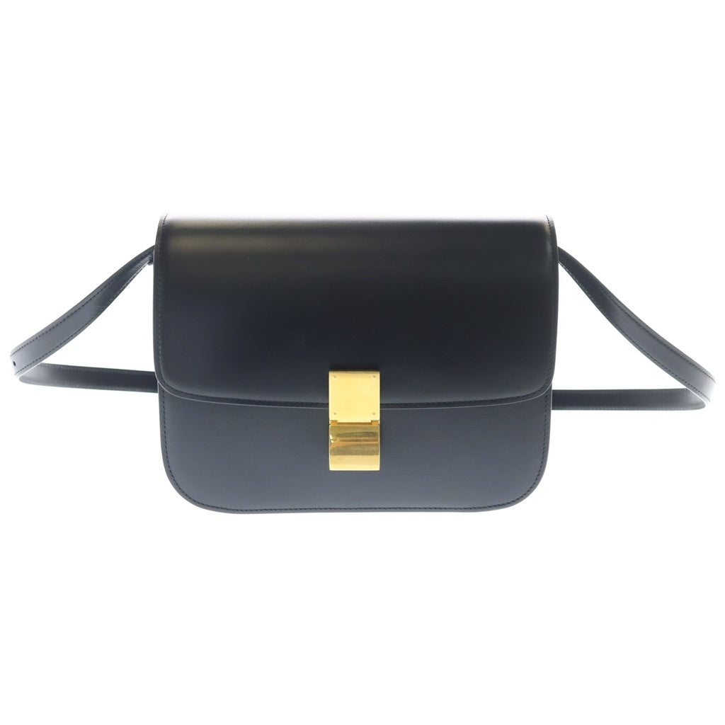 CELINE(セリーヌ) クラシックボックス ミディアム ショルダーバッグ ブラック レザー ゴールド金具 レディース