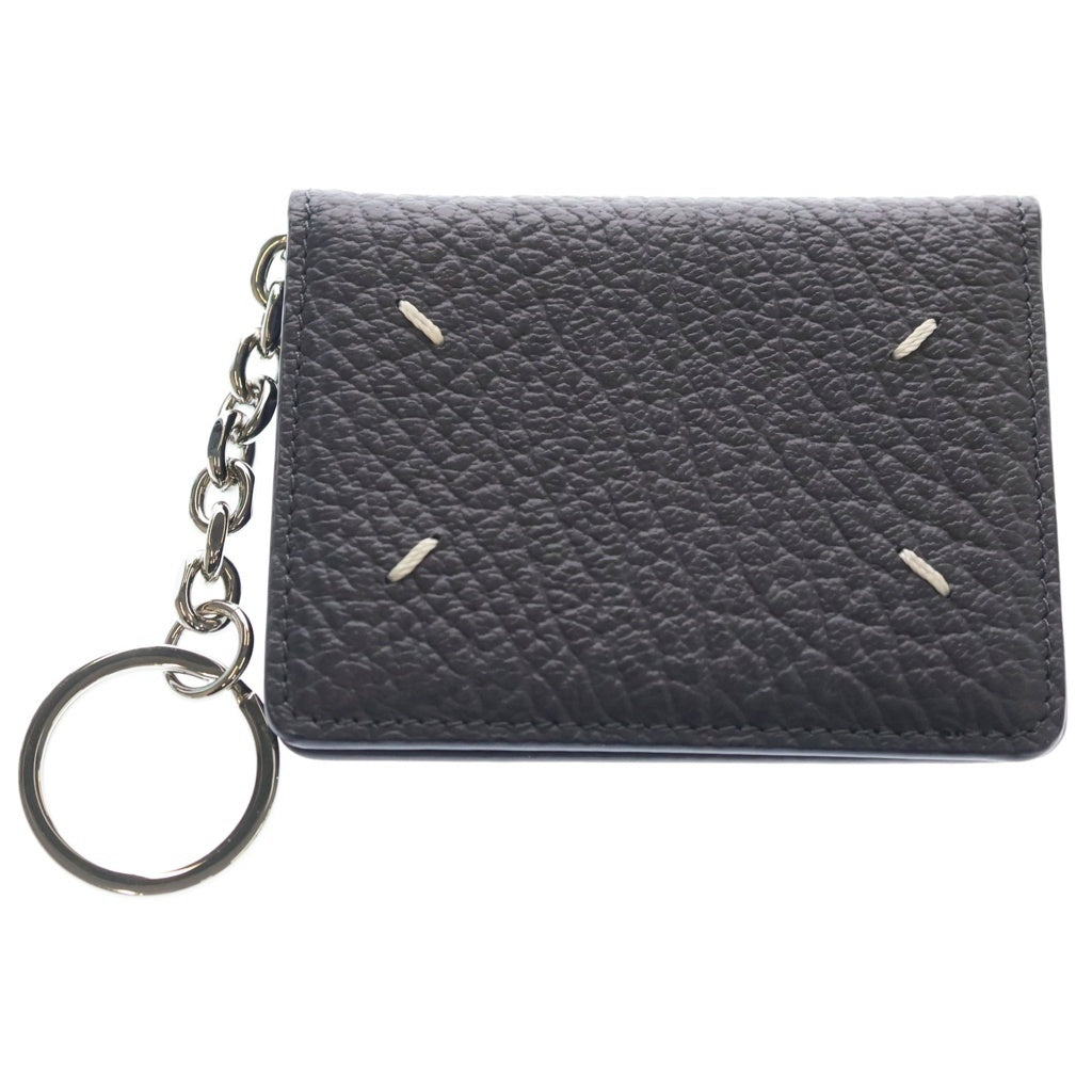 Maison Martin Margiela(メゾンマルタンマルジェラ) バッグチャーム コンパクトウォレット カードケース ブルーパープル レザー シルバー金具