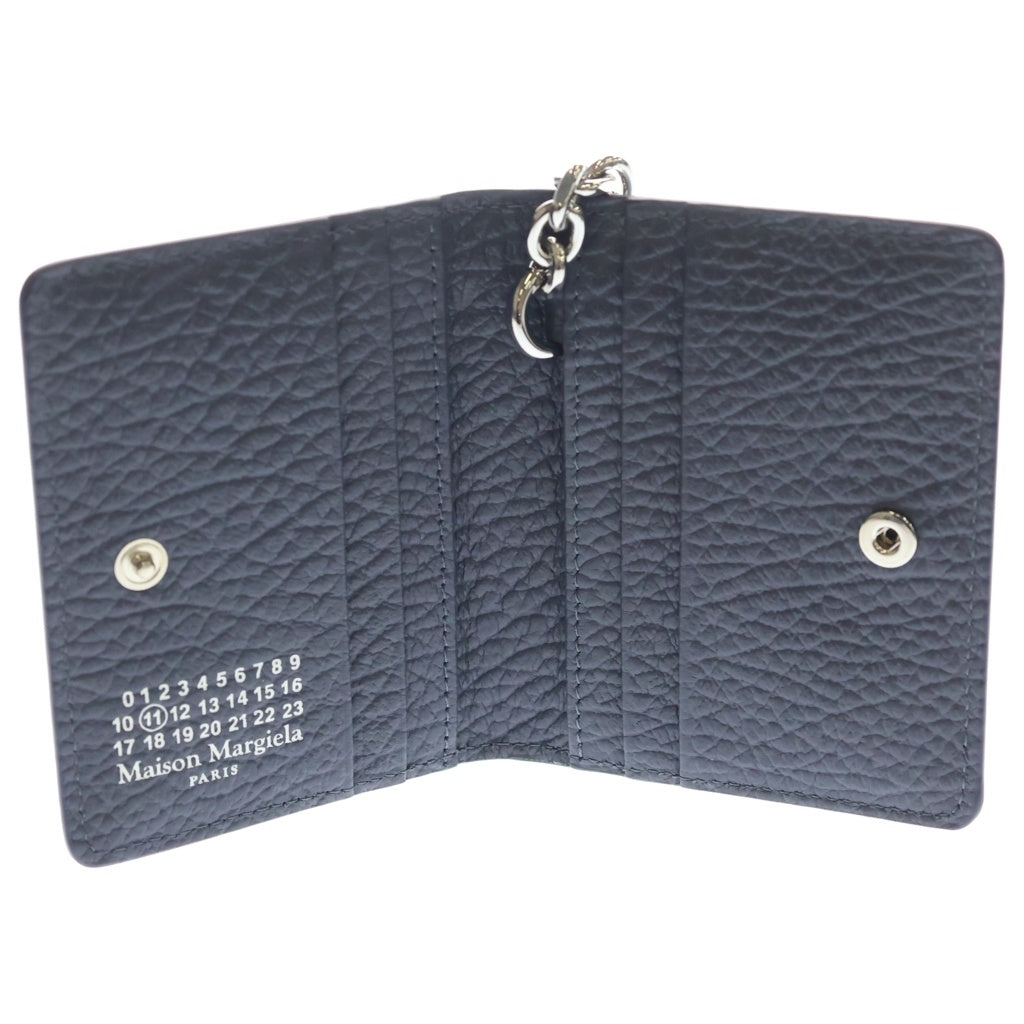 Maison Martin Margiela(メゾンマルタンマルジェラ) バッグチャーム コンパクトウォレット カードケース ブルーパープル レザー シルバー金具