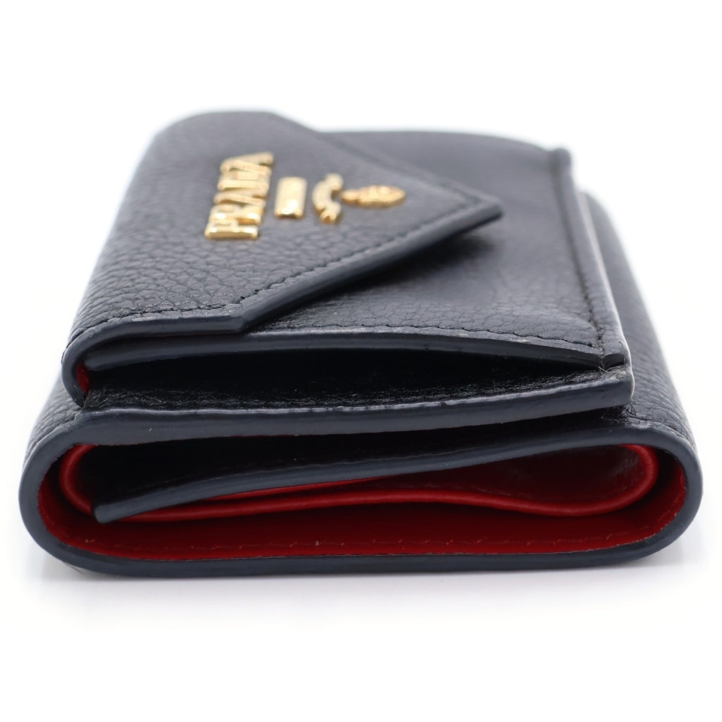 PRADA(プラダ) サフィアーノ レザー 三つ折り財布 コンパクトウォレット ブラック 1MH021 レディース