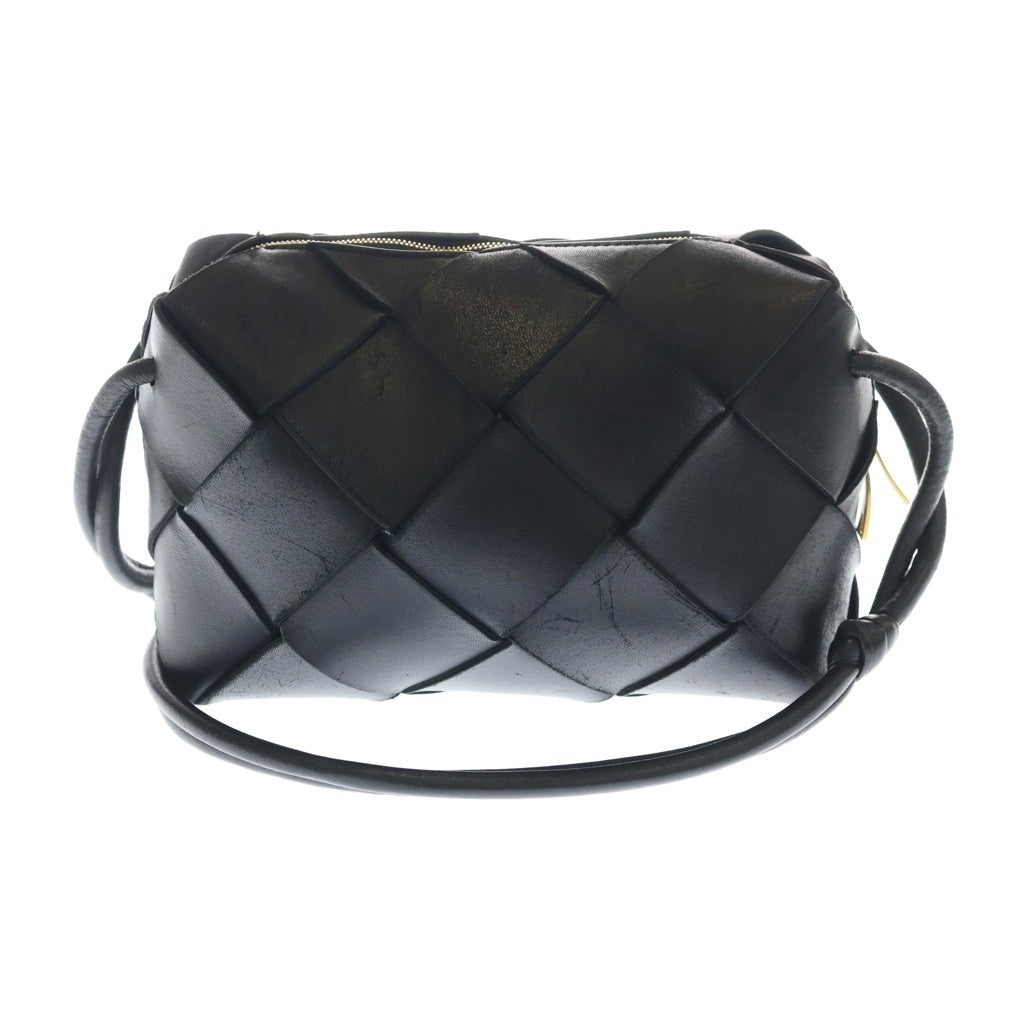 BOTTEGA VENETA(ボッテガヴェネタ) カセット スモール イントレチャート ショルダーバッグ ブラック レザー ゴールド金具 レディース