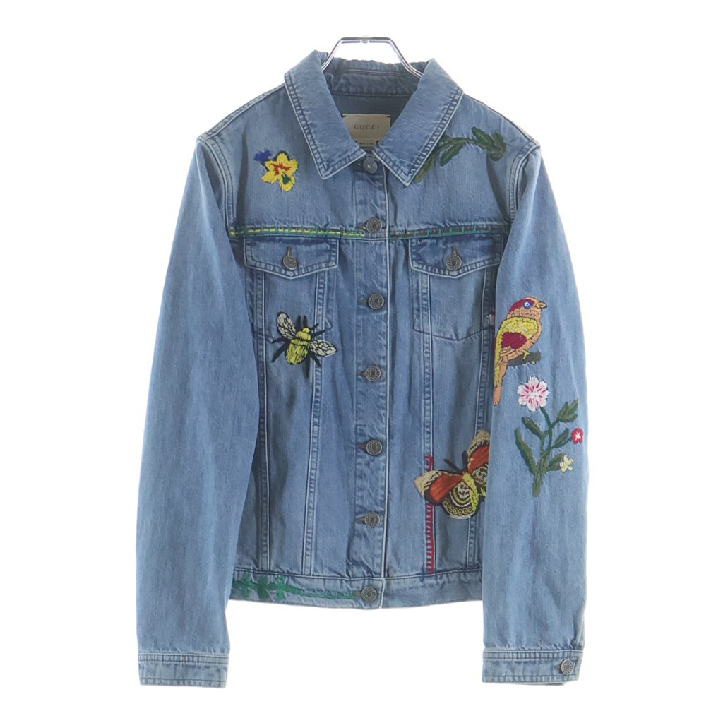GUCCI(グッチ) 刺繍デニムジャケット トラッカージャケット インディゴ 457172 レディース