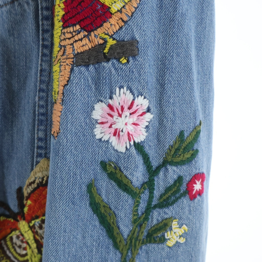 GUCCI(グッチ) 刺繍デニムジャケット トラッカージャケット インディゴ 457172 レディース