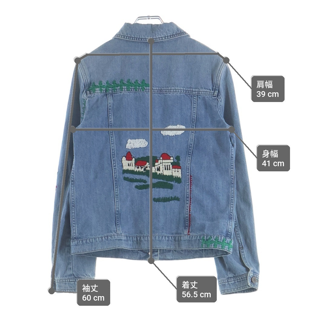 GUCCI(グッチ) 刺繍デニムジャケット トラッカージャケット インディゴ 457172 レディース