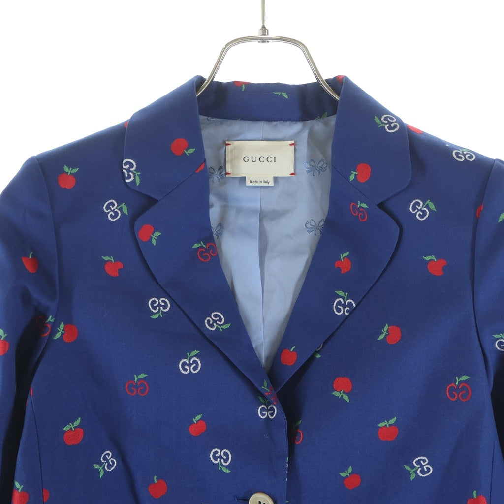 GUCCI(グッチ) GGロゴ 総柄 2B テーラードジャケット ネイビー 604088 レディース