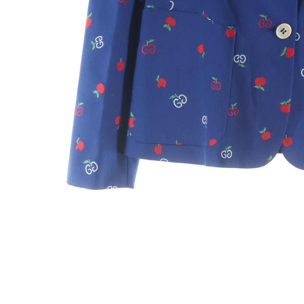 GUCCI(グッチ) GGロゴ 総柄 2B テーラードジャケット ネイビー 604088 レディース