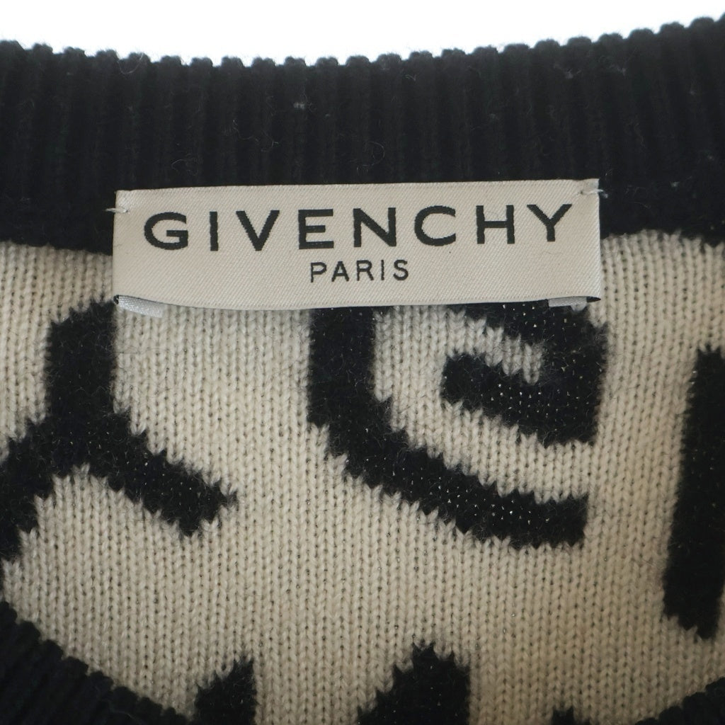 GIVENCHY(ジバンシィ) 総柄 長袖ウールニット セーター ロゴ ブラック/ホワイト BM90EQ4Y7G