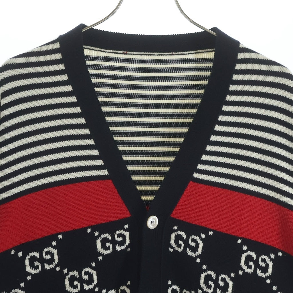 GUCCI(グッチ) GGジャガード コットンカーディガン 総柄 ブラック 523048