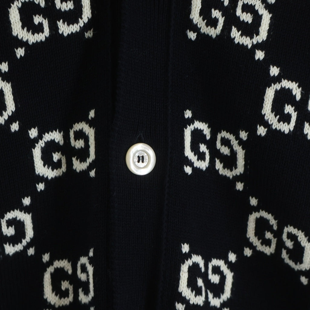 GUCCI(グッチ) GGジャガード コットンカーディガン 総柄 ブラック 523048