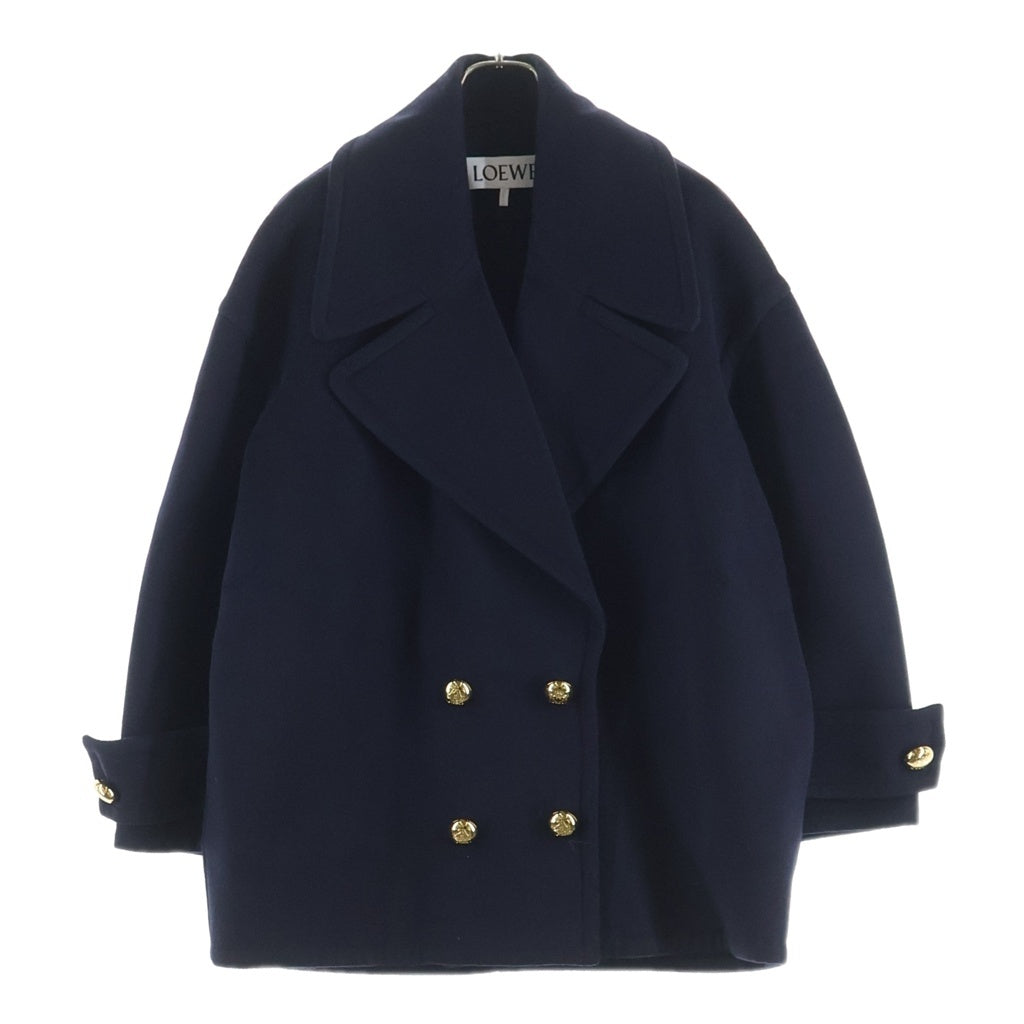 LOEWE(ロエベ) ぺブル 金ボタン ウールピーコート ネイビー #34 レディース