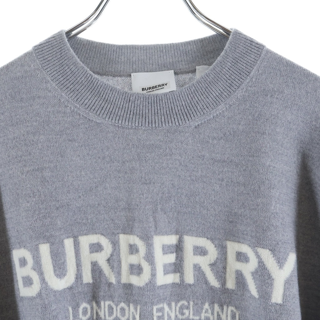BURBERRY(バーバリー) ウール ナイロン ロゴ長袖ニット セーター グレー 8054897
