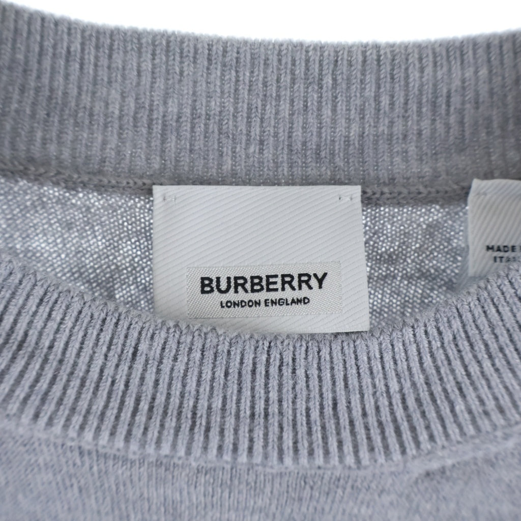 BURBERRY(バーバリー) ウール ナイロン ロゴ長袖ニット セーター グレー 8054897