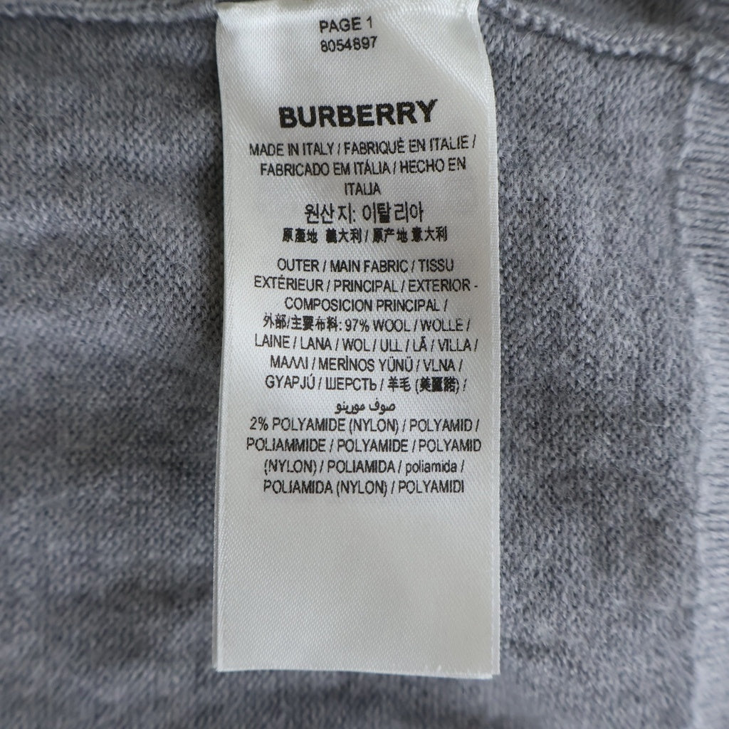 BURBERRY(バーバリー) ウール ナイロン ロゴ長袖ニット セーター グレー 8054897