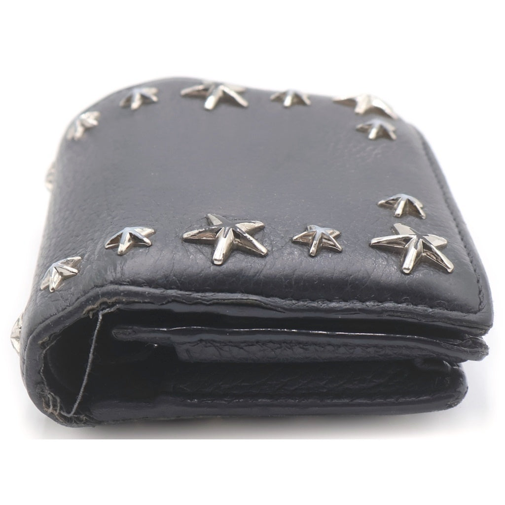 JIMMY CHOO(ジミーチュウ) スター スタッズ レザーウォレット 二つ折り財布 コンパクト ブラック レディース
