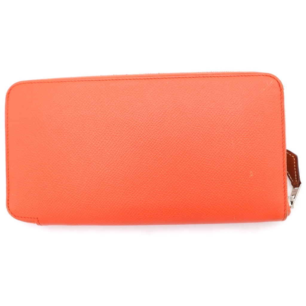 HERMES(エルメス) アザップロング シルクイン ロングウォレット 長財布 カードケース レッド オレンジ エプソン レザー T刻印 シルバー金具