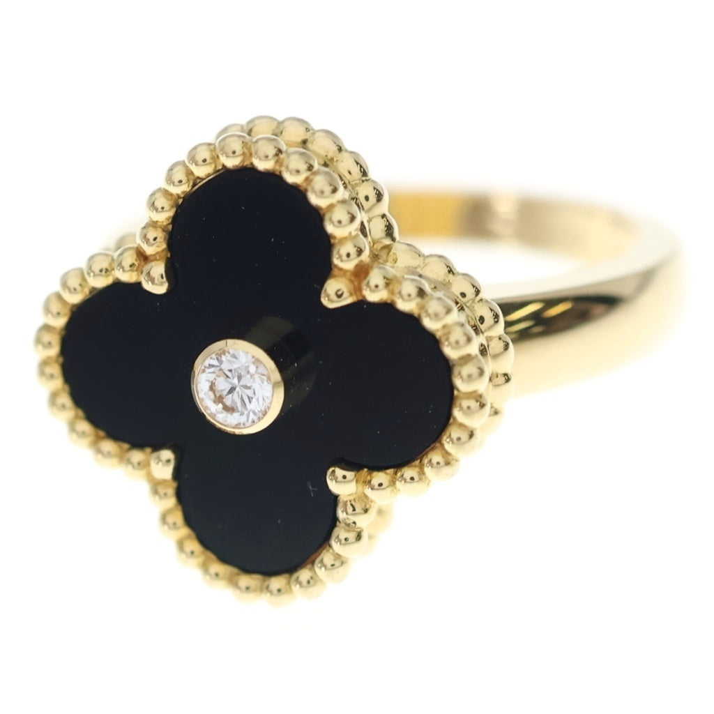Van Cleef & Arpels(ヴァンクリーフアンドアーペル) ヴィンテージアルハンブラ オニキス ダイヤリング イエローゴールド×ブラック Au750YG #50 VCARA41050 レディース