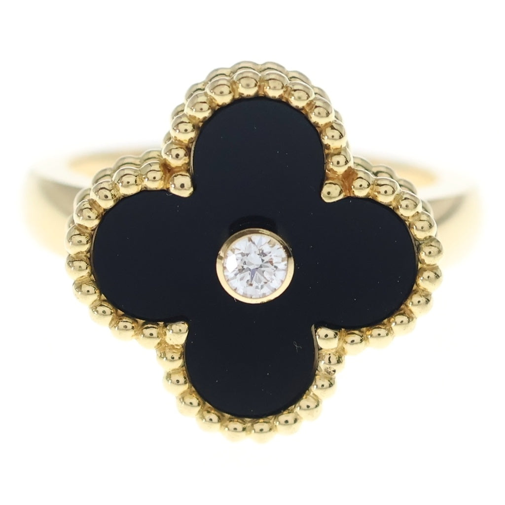 Van Cleef & Arpels(ヴァンクリーフアンドアーペル) ヴィンテージアルハンブラ オニキス ダイヤリング イエローゴールド×ブラック Au750YG #50 VCARA41050 レディース