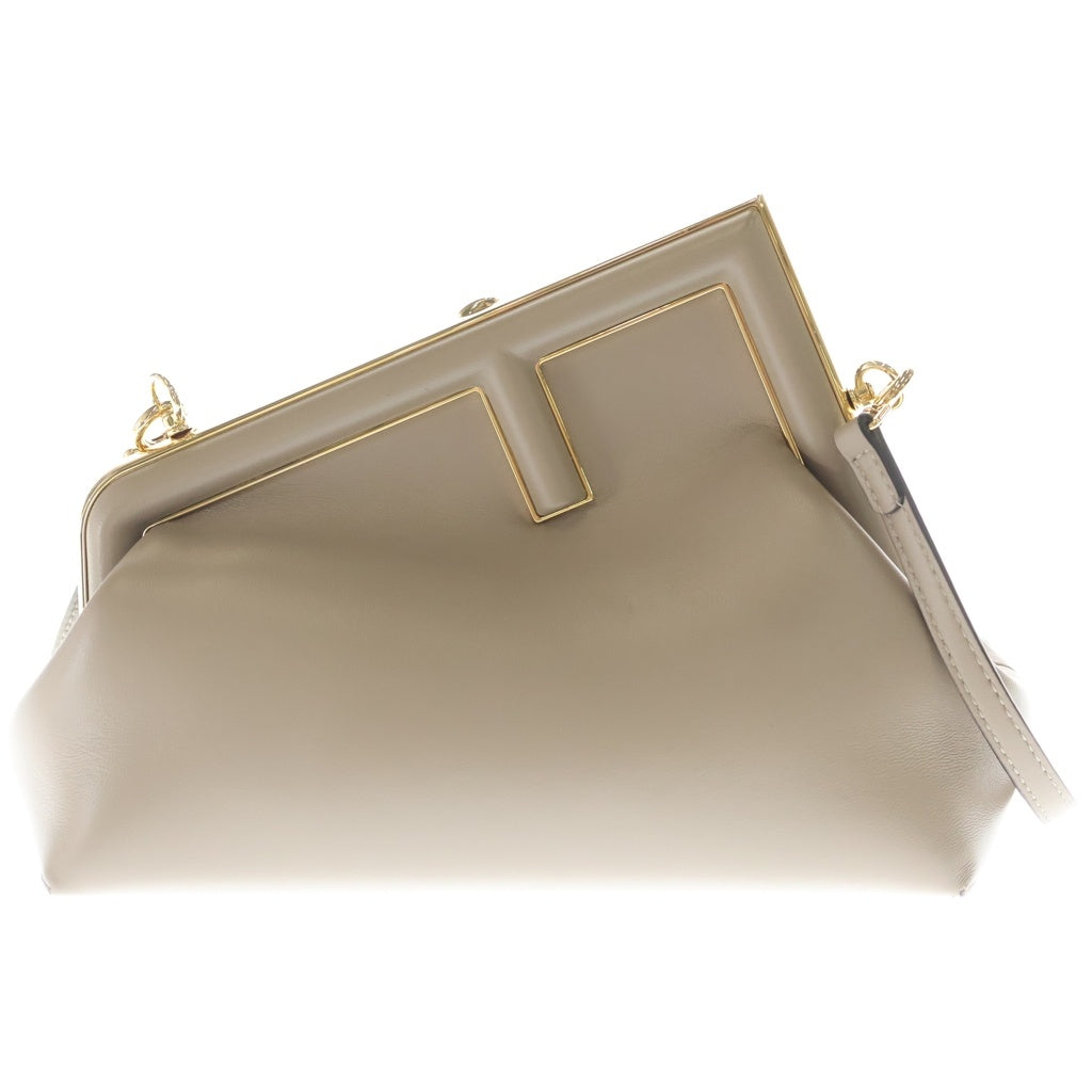 FENDI(フェンディ) ファースト スモール ショルダーバッグ ミニバッグ グレージュ レザー 8BP129 ゴールド金具 レディース