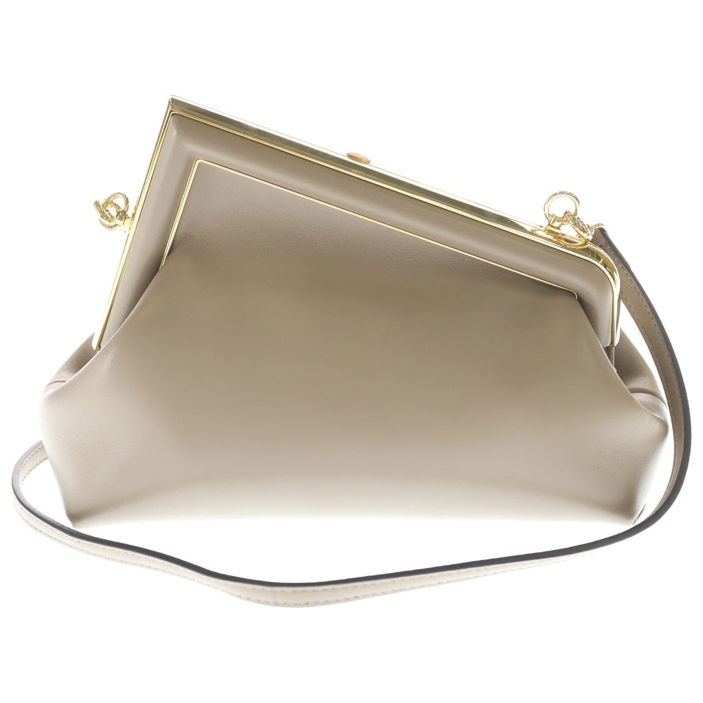 FENDI(フェンディ) ファースト スモール ショルダーバッグ ミニバッグ グレージュ レザー 8BP129 ゴールド金具 レディース