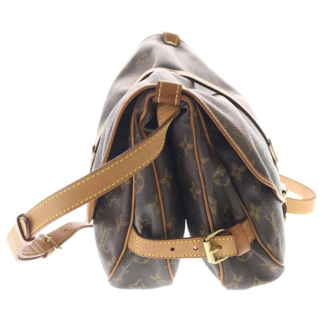 LOUIS VUITTON(ルイヴィトン) モノグラム ソミュール30 ショルダーバッグ ブラウン レザー×PVC M42256 ゴールド金具 レディース