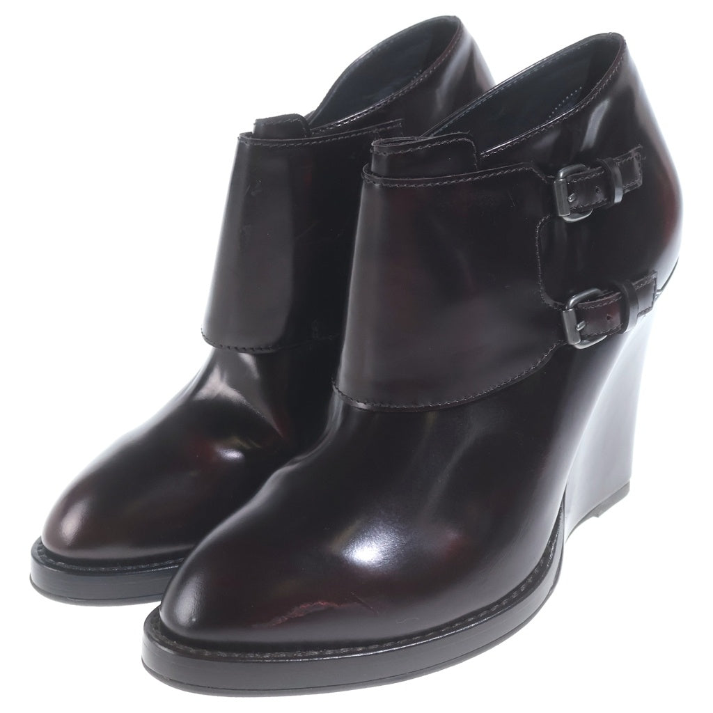 BRUNELLO CUCINELLI(ブルネロクチネリ) レザー 厚底 ヒール ショートブーツ シューズ #37 ボルドー レディース