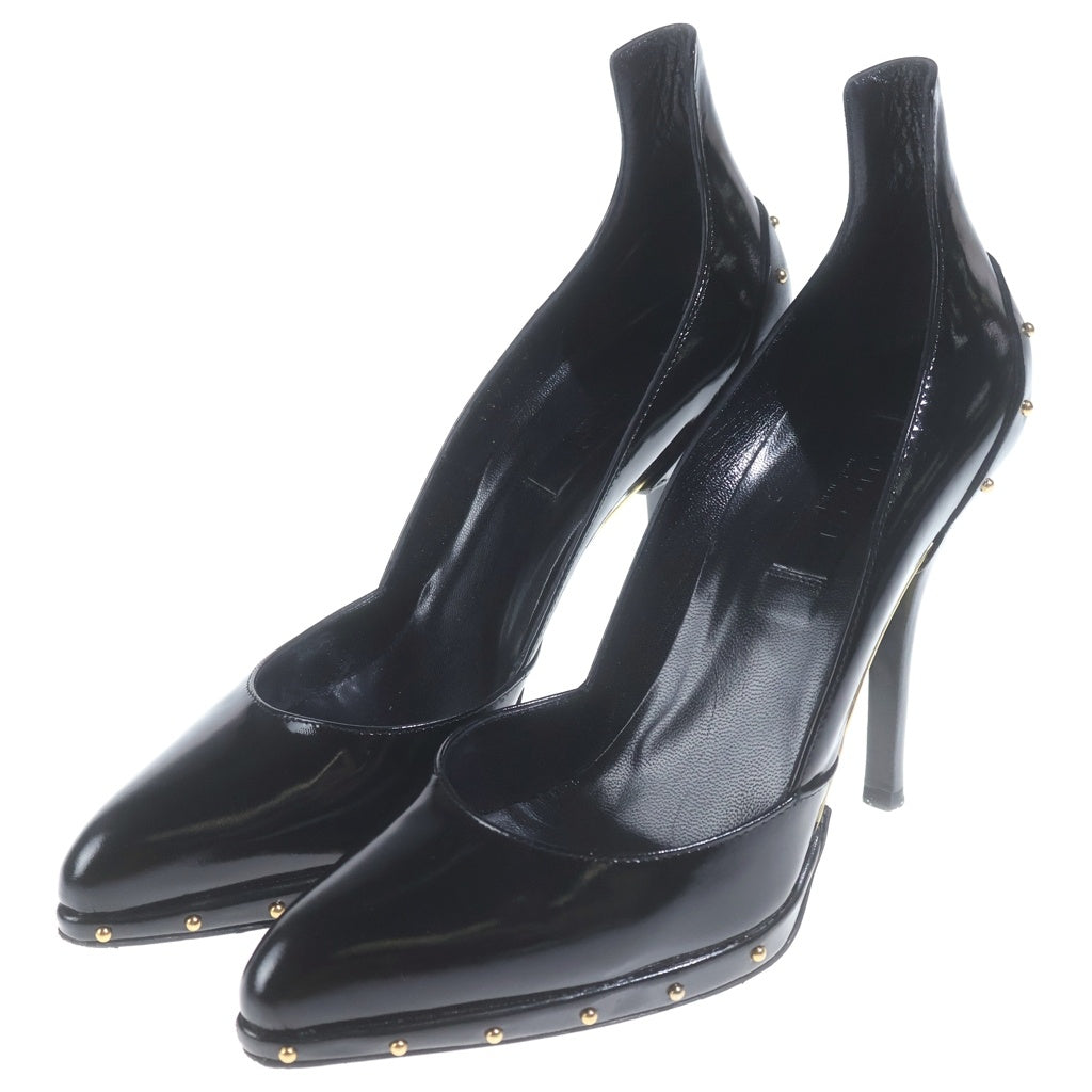 GUCCI(グッチ) スタッズ パテント レザー ヒール パンプス シューズ #36C ブラック 119769 レディース