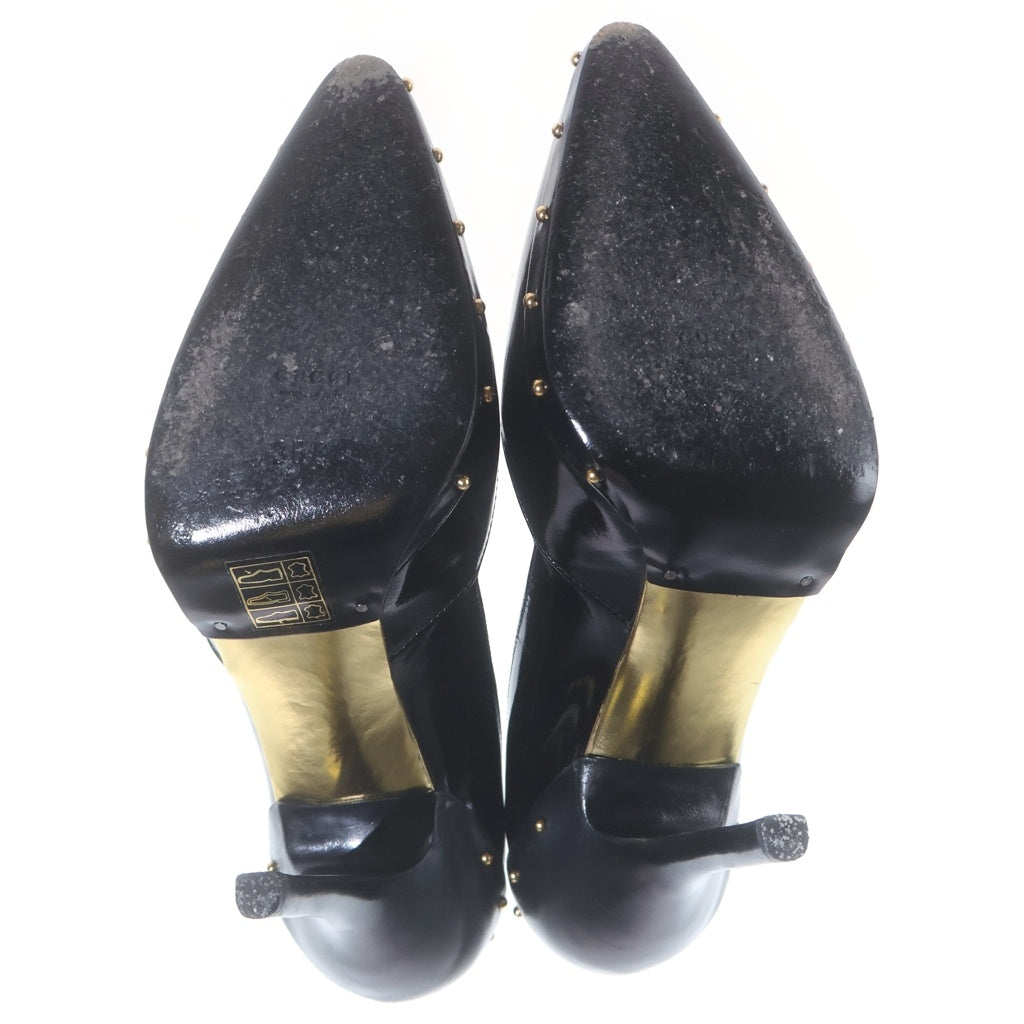 GUCCI(グッチ) スタッズ パテント レザー ヒール パンプス シューズ #36C ブラック 119769 レディース
