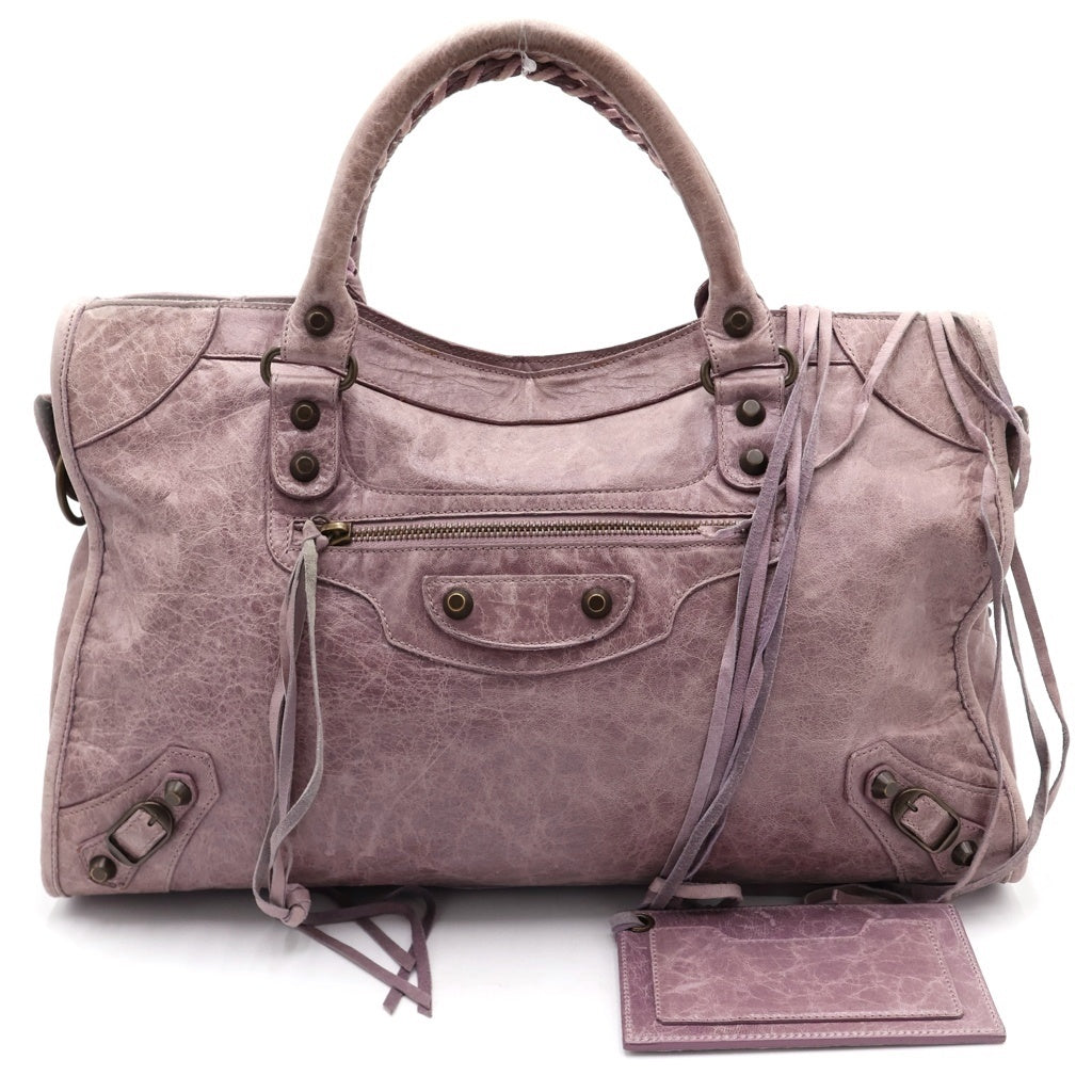 BALENCIAGA(バレンシアガ) ザ シティ ハンドバック ライトパープル レザー 115748 レディース