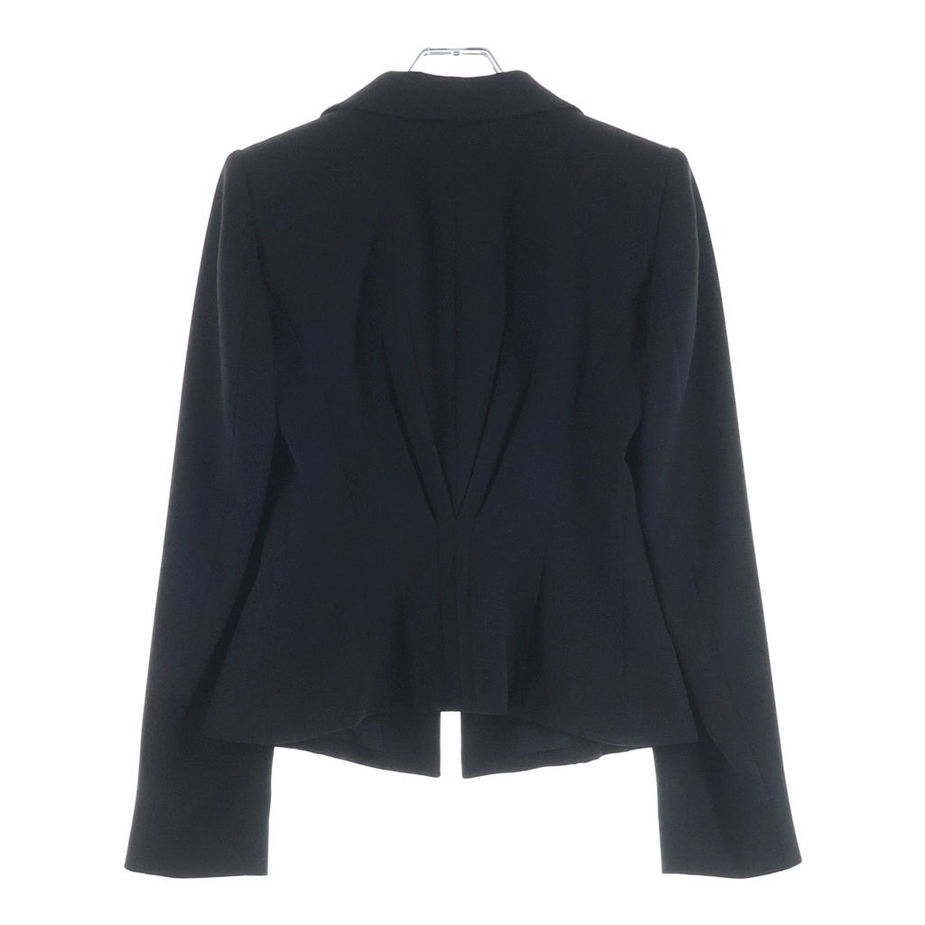 ARMANI COLLEZIONI(アルマーニ コレツィオーニ) フラワーモチーフ付 ポリエステル タック テーラードジャケット #38 ブラック レディース