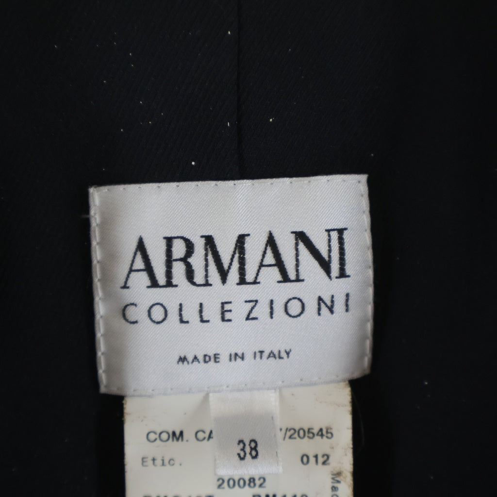 ARMANI COLLEZIONI(アルマーニ コレツィオーニ) フラワーモチーフ付 ポリエステル タック テーラードジャケット #38 ブラック レディース