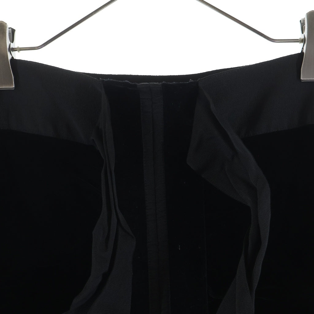 YVES SAINT LAURENT(イヴサンローラン) フロントリボン ベルベット ミディアム スカート #F40 ブラック レディース