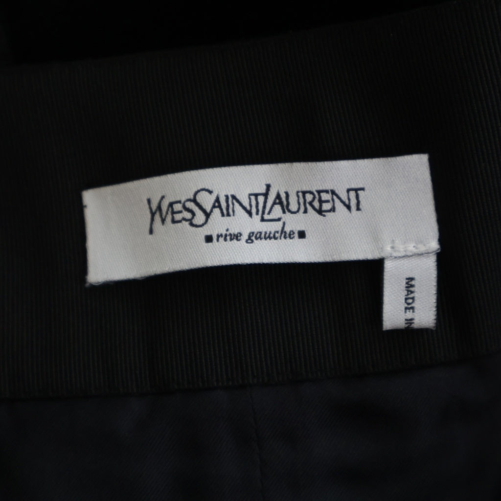 YVES SAINT LAURENT(イヴサンローラン) フロントリボン ベルベット ミディアム スカート #F40 ブラック レディース