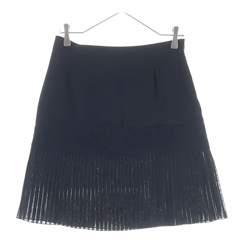 RED VALENTINO(レッド ヴァレンティノ) ポリエステル レース プリーツ ミニスカート #42 ブラック レディース