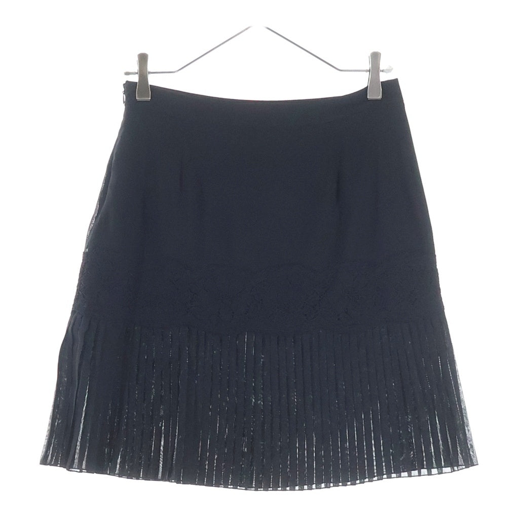 RED VALENTINO(レッド ヴァレンティノ) ポリエステル レース プリーツ ミニスカート #42 ブラック レディース