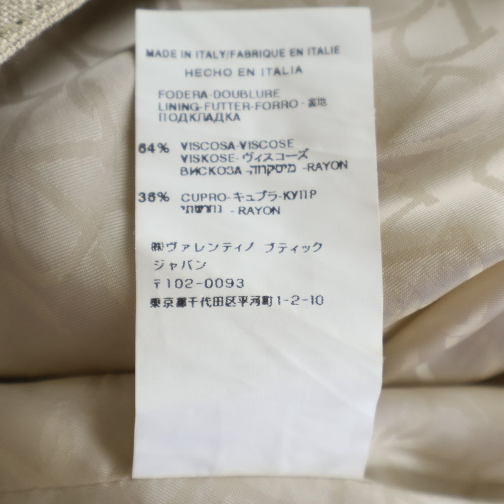 VALENTINO(ヴァレンティノ) 水玉 麻 リネン セットアップ スカート ジャケット #42 ベージュ レディース
