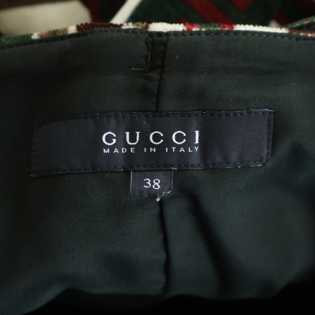GUCCI(グッチ) ロゴボタン コットン ベルベット スカート #38 マルチカラー レディース