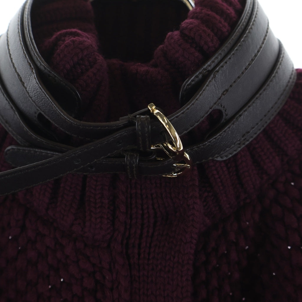 Salvatore Ferragamo(サルヴァトーレ フェラガモ) ガンチーニベルト ウール ポンチョニット カーディガン #S ボルドー レディース