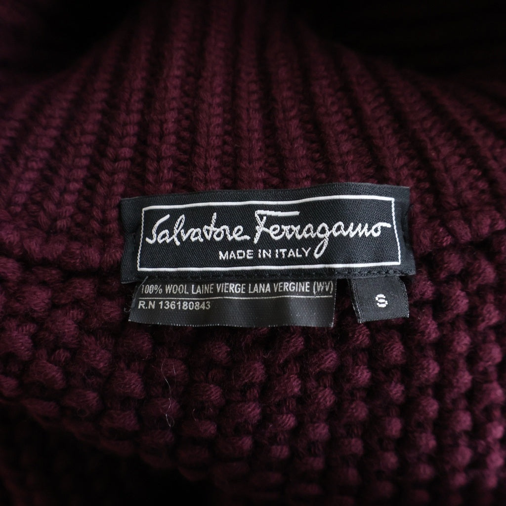 Salvatore Ferragamo(サルヴァトーレ フェラガモ) ガンチーニベルト ウール ポンチョニット カーディガン #S ボルドー レディース