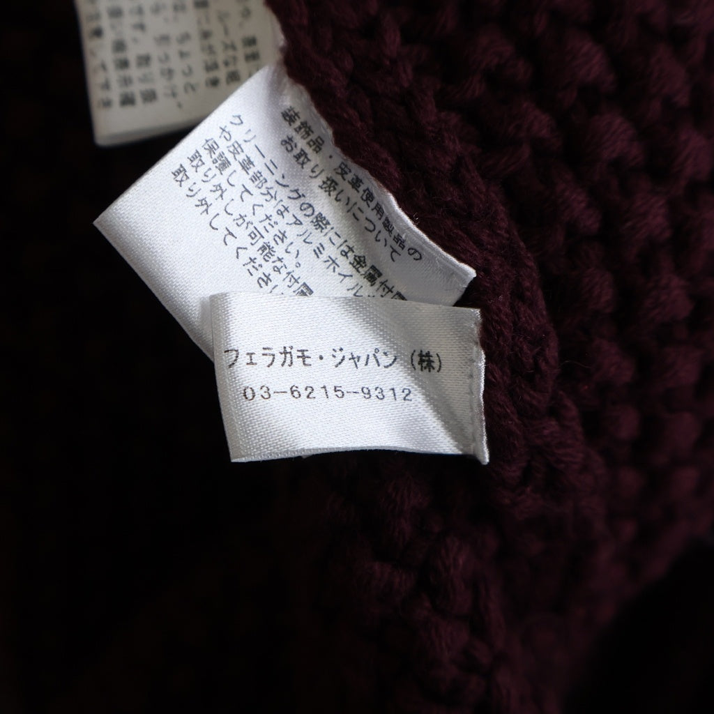 Salvatore Ferragamo(サルヴァトーレ フェラガモ) ガンチーニベルト ウール ポンチョニット カーディガン #S ボルドー レディース