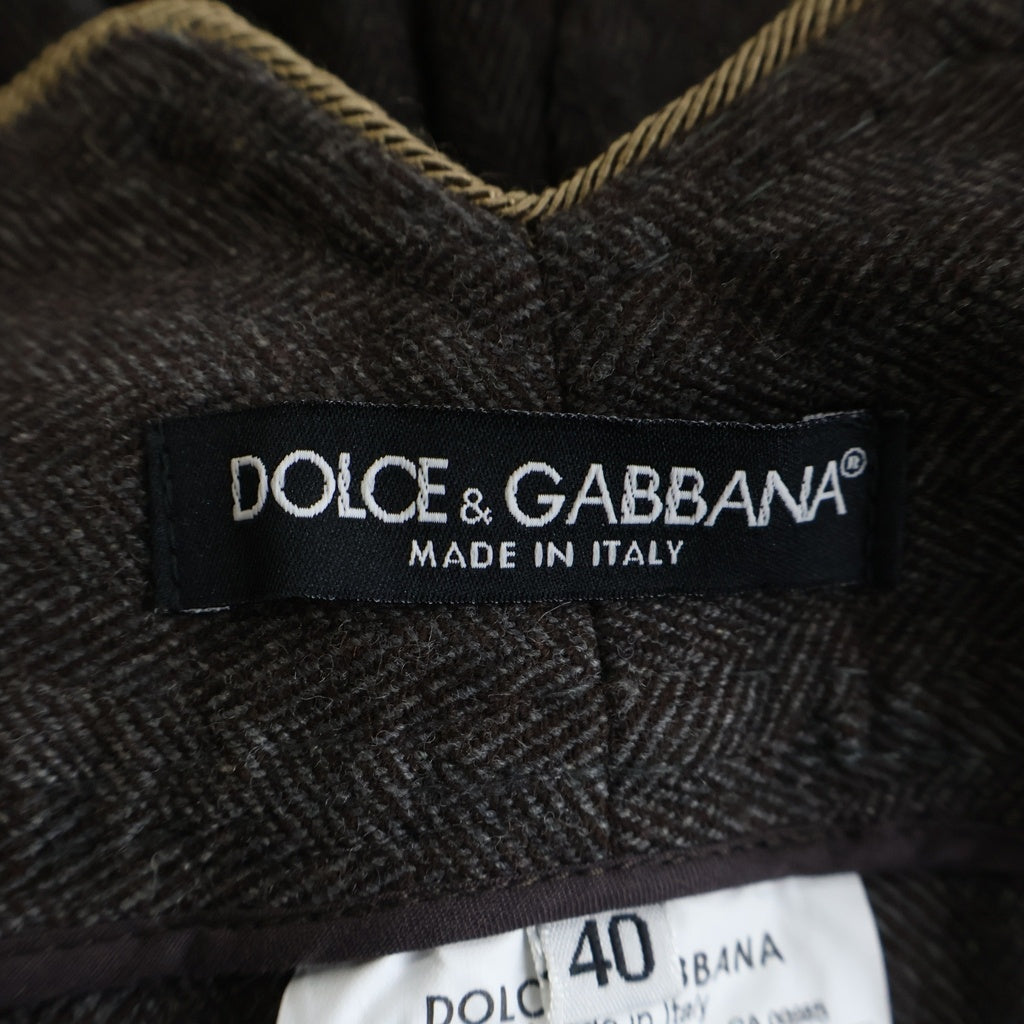 DOLCE & GABBANA(ドルチェアンドガッバーナ) ヘリンボーン ツイードウールスラックス ブラウン #40 レディース