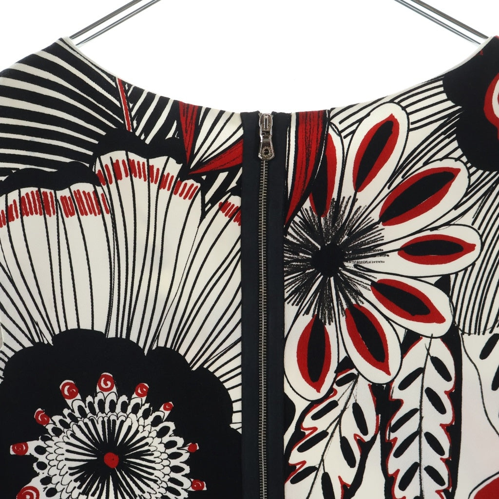 DOLCE & GABBANA(ドルチェアンドガッバーナ) 花柄ノースリーブワンピース ホワイト×ブラック×レッド #40 レディース