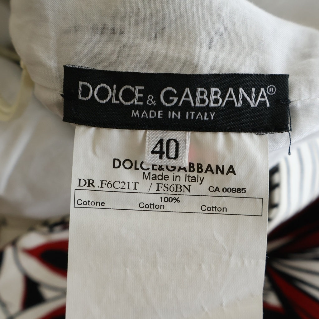 DOLCE & GABBANA(ドルチェアンドガッバーナ) 花柄ノースリーブワンピース ホワイト×ブラック×レッド #40 レディース