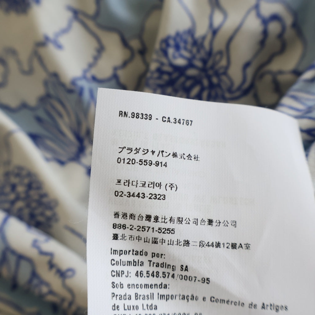PRADA(プラダ) フラワープリント ひざ丈半袖ワンピース ライトブルー#42 レディース